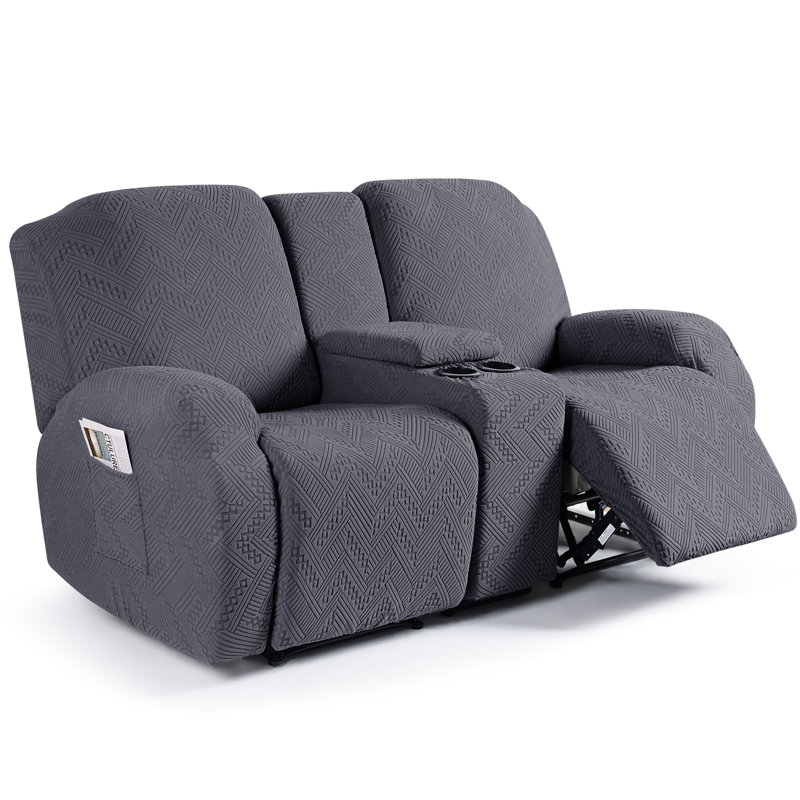 Latitude Run Box Cushion Recliner Loveseat Slipcovers with Console Stretch Anti Slip Reclining Slipcover for 2 Cushion Couch with Pockets Reviews Wayfair